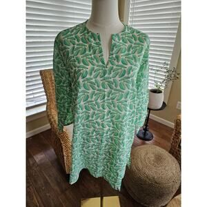 Charleston Shoe Company Tropical Palm Print Tunic Swim Coverup Size L NWT